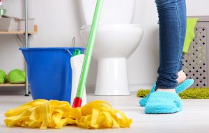 cleaning bathroom